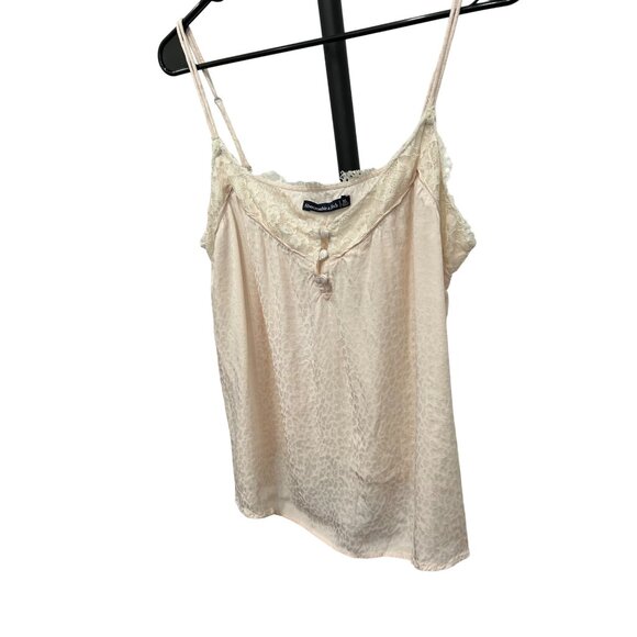 Abercrombie & Fitch XL Beige Lace Trim Cami Top Leopard Print 90s Y2K Babydoll - Picture 3 of 8